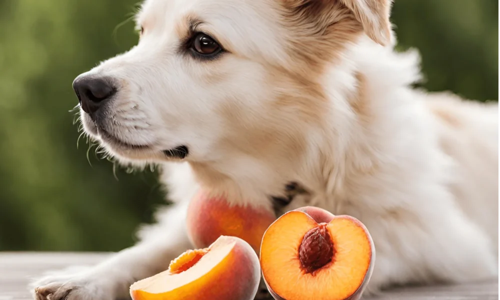 A dog with peaches